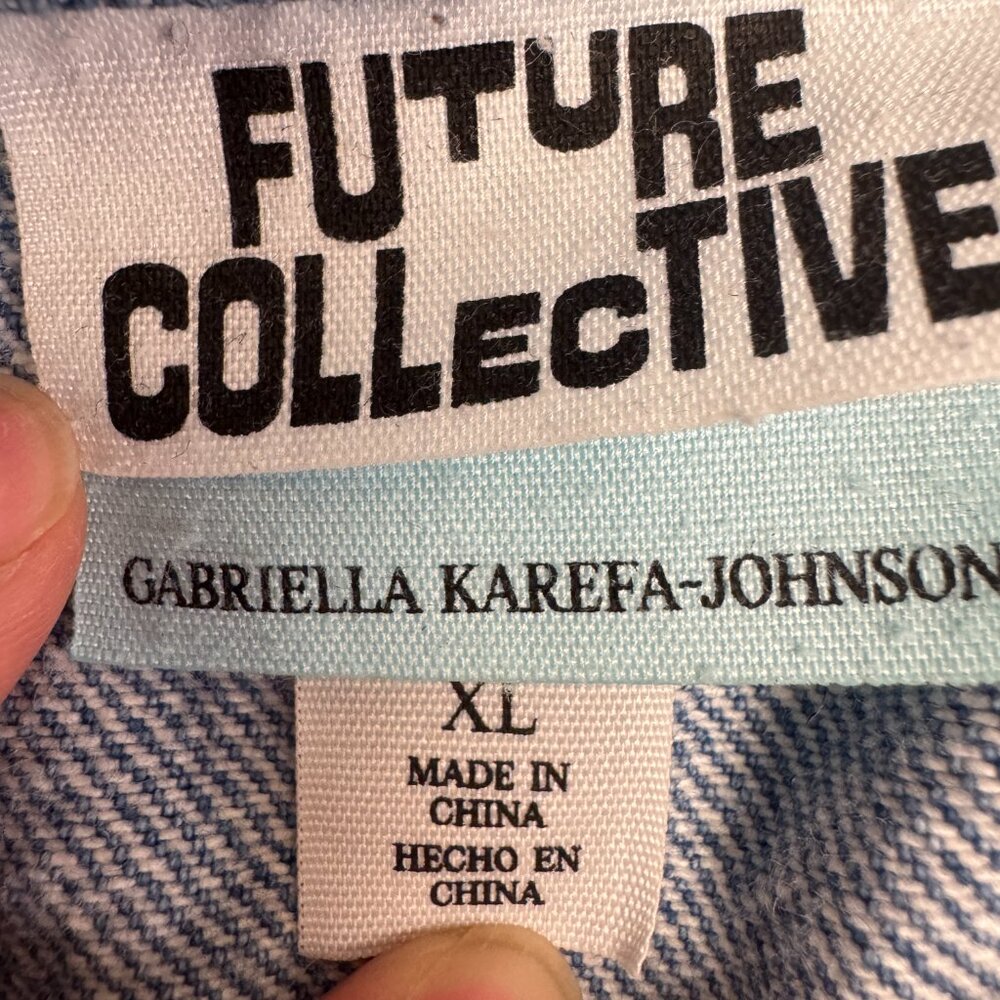 Future Collective x Gabriella Karefa XL Cinched Waist Y2K Denim Jacket Fitted - Picture 9 of 9